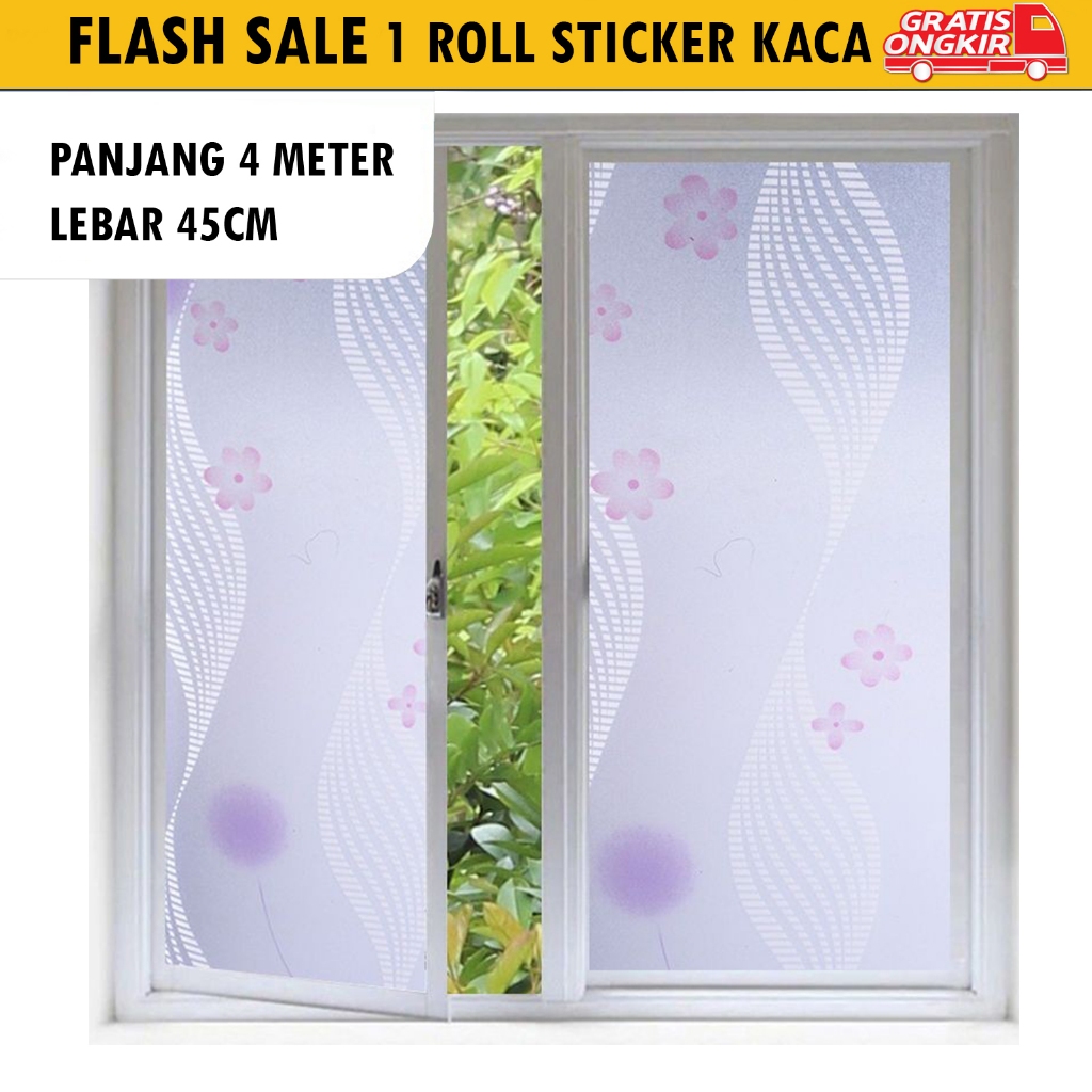 Sticker Kaca Sanblast Kaca Ukuran Panjang 4 Meter Motif Bambu Waterproof Sudah Ada Lem