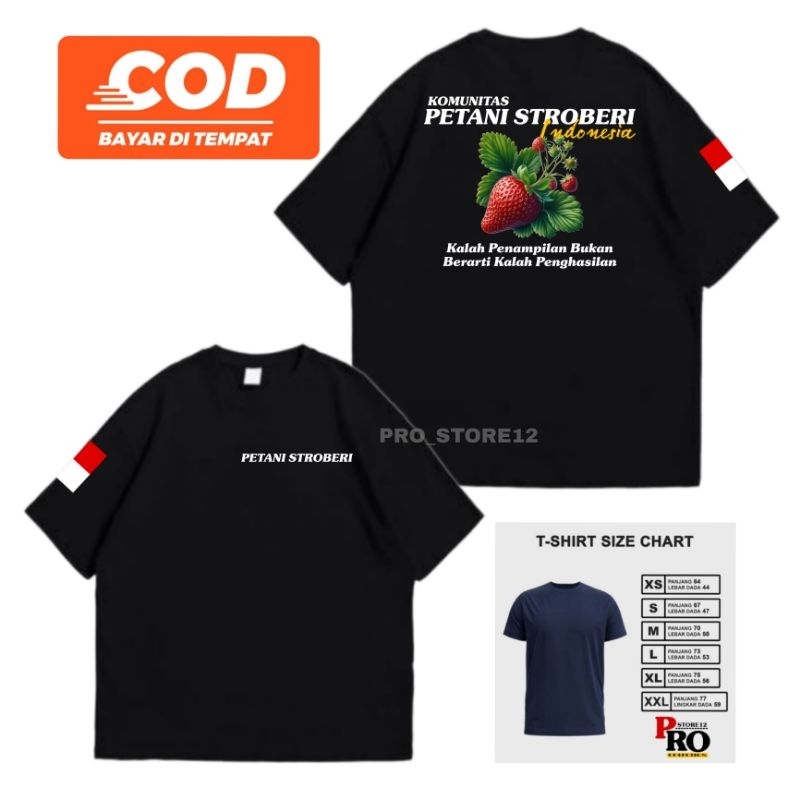 KAOS PETANI STROBERI INDONESIA - KAOS PETANI MILENIAL - KAOS PETANI MUDA - LENGAN PENDEK