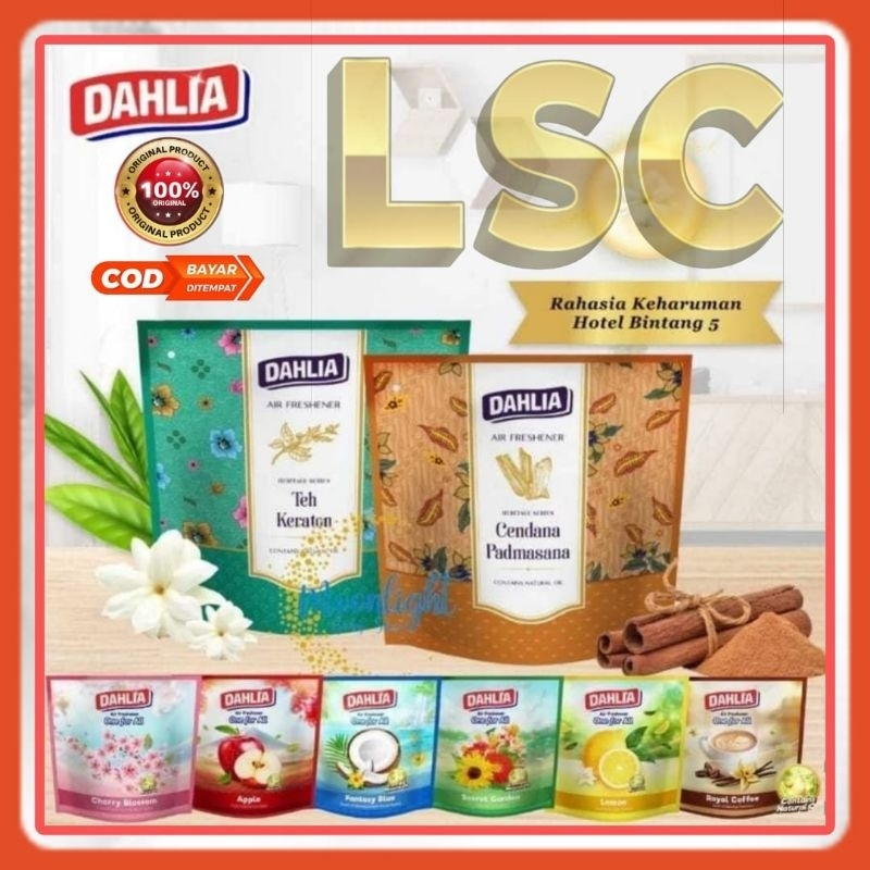 DAHLIA Air Freshener 75Gr All In one Dahlia pengharum ruangan pewangi  Teh Keraton, Cendana Padmasan