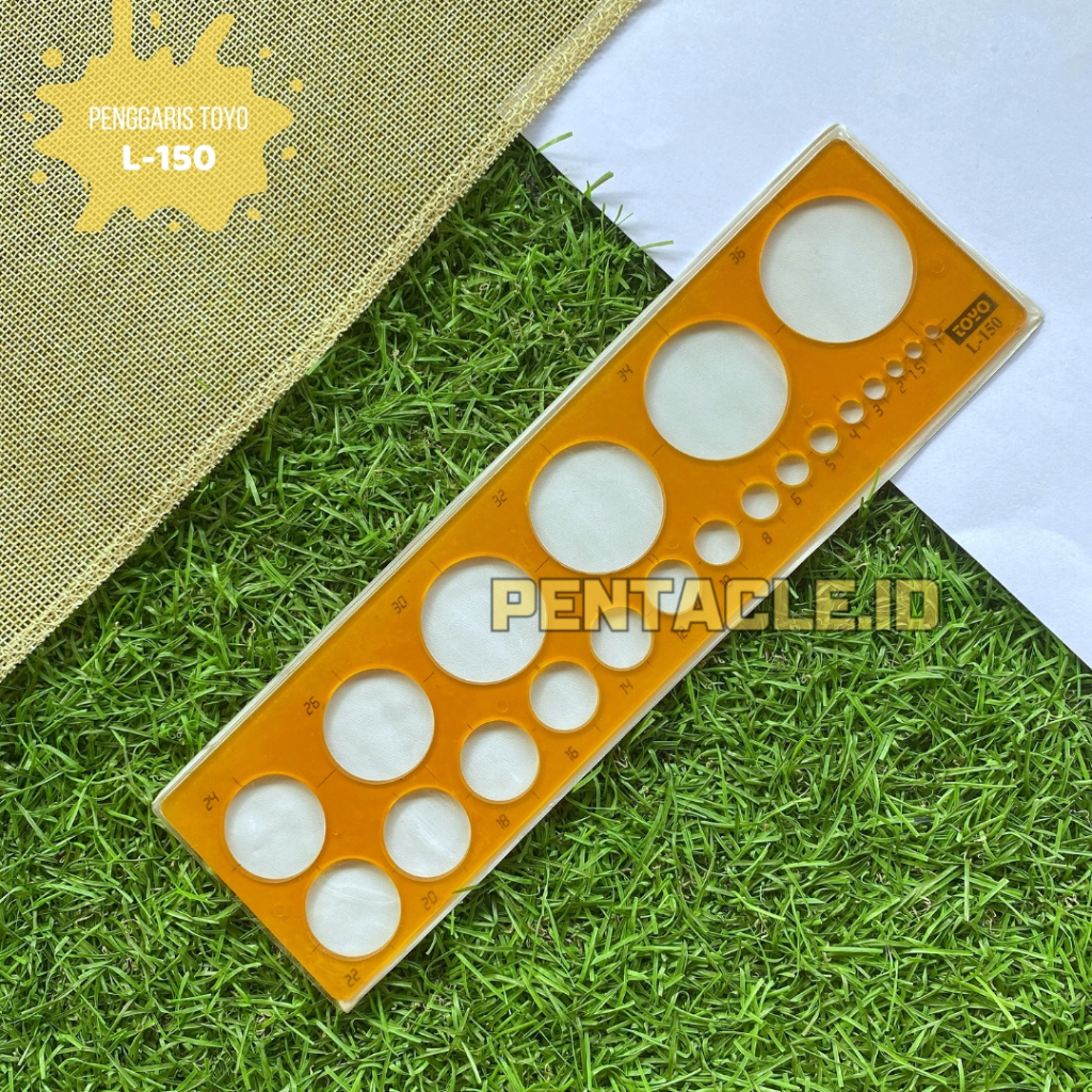 Penggaris Pola Lingkaran TOYO L-150 Mistar Circle Ruker L150 Aneka Ukuran Bulat Bolong Bolongan Luba
