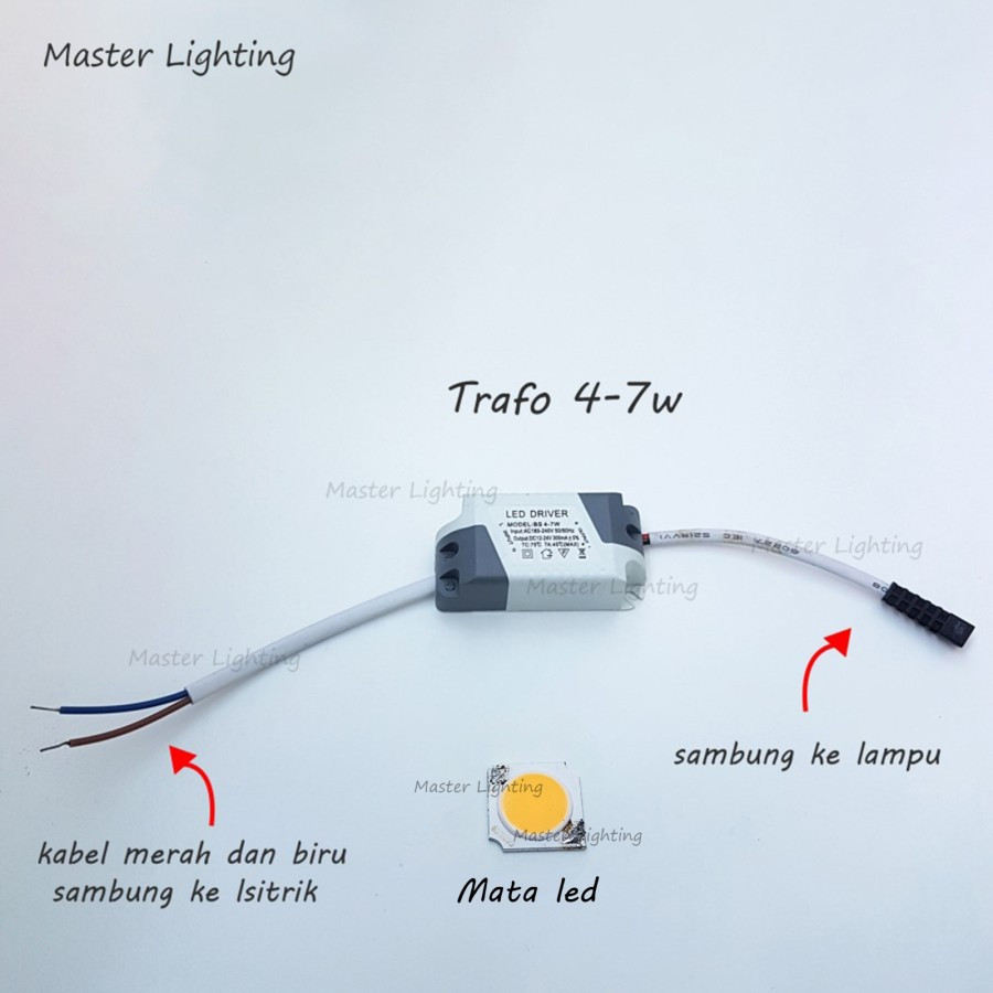 Lampu mata chip led 5w DC cob warm white Trafo driver 4-7w DC 12-24V