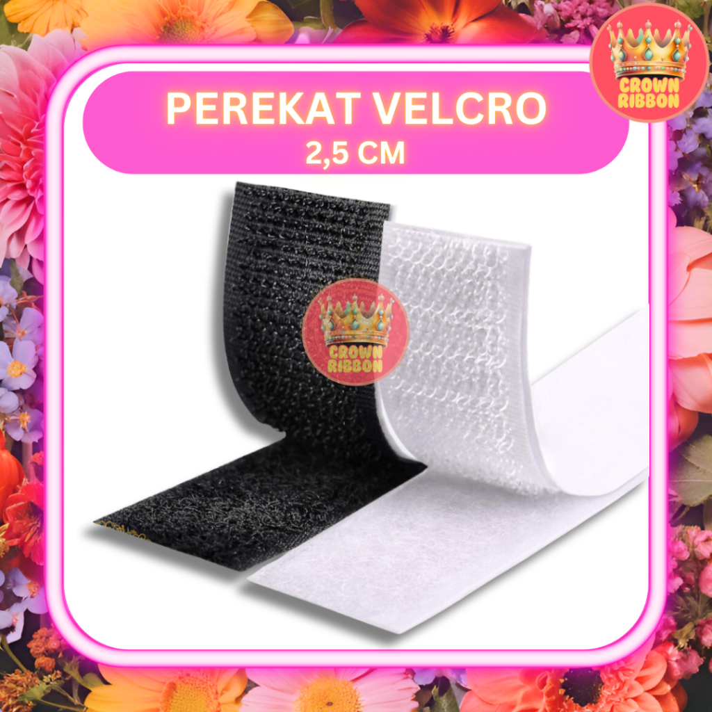Velcro 1 inch 2,5 cm per meter meteran perekat kain perepet murah