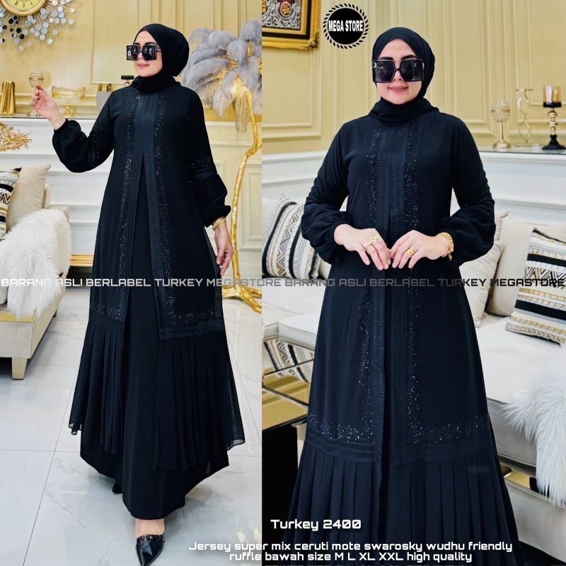 BAJU ABAYA HITAM READY SIZE M L XL XXL