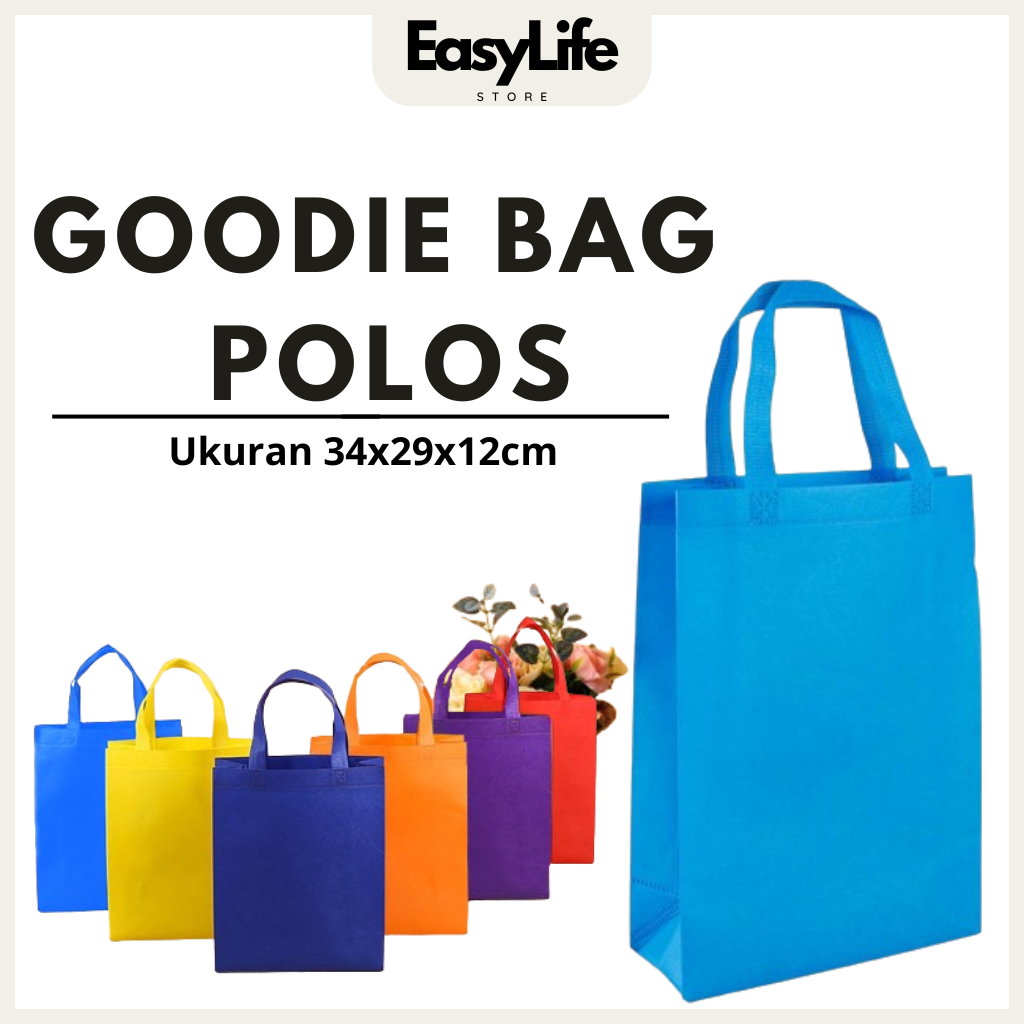 

Goodiebag Bahan Kanvas Polos/Tas Hadiah/Tas Ulang Tahun Ukuran 34x29x12cm