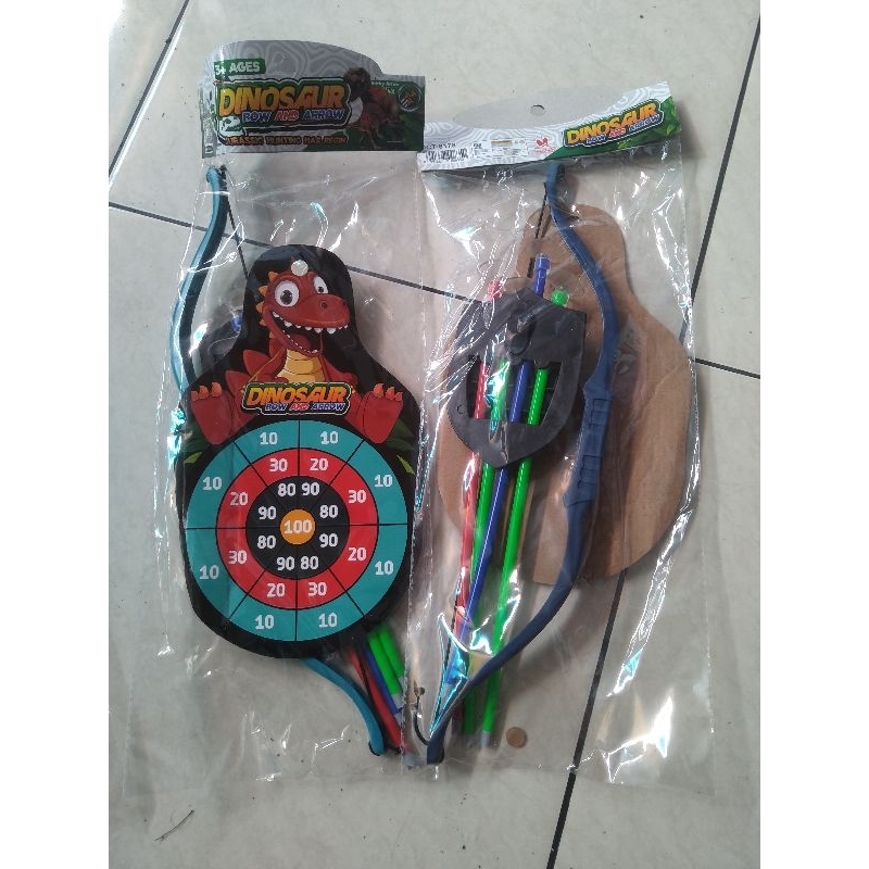 MAINAN ANAK MURAH BOW AND ARROW GAME PANAHAN TARGET SASARAN KARAKTER DINOSAURUS