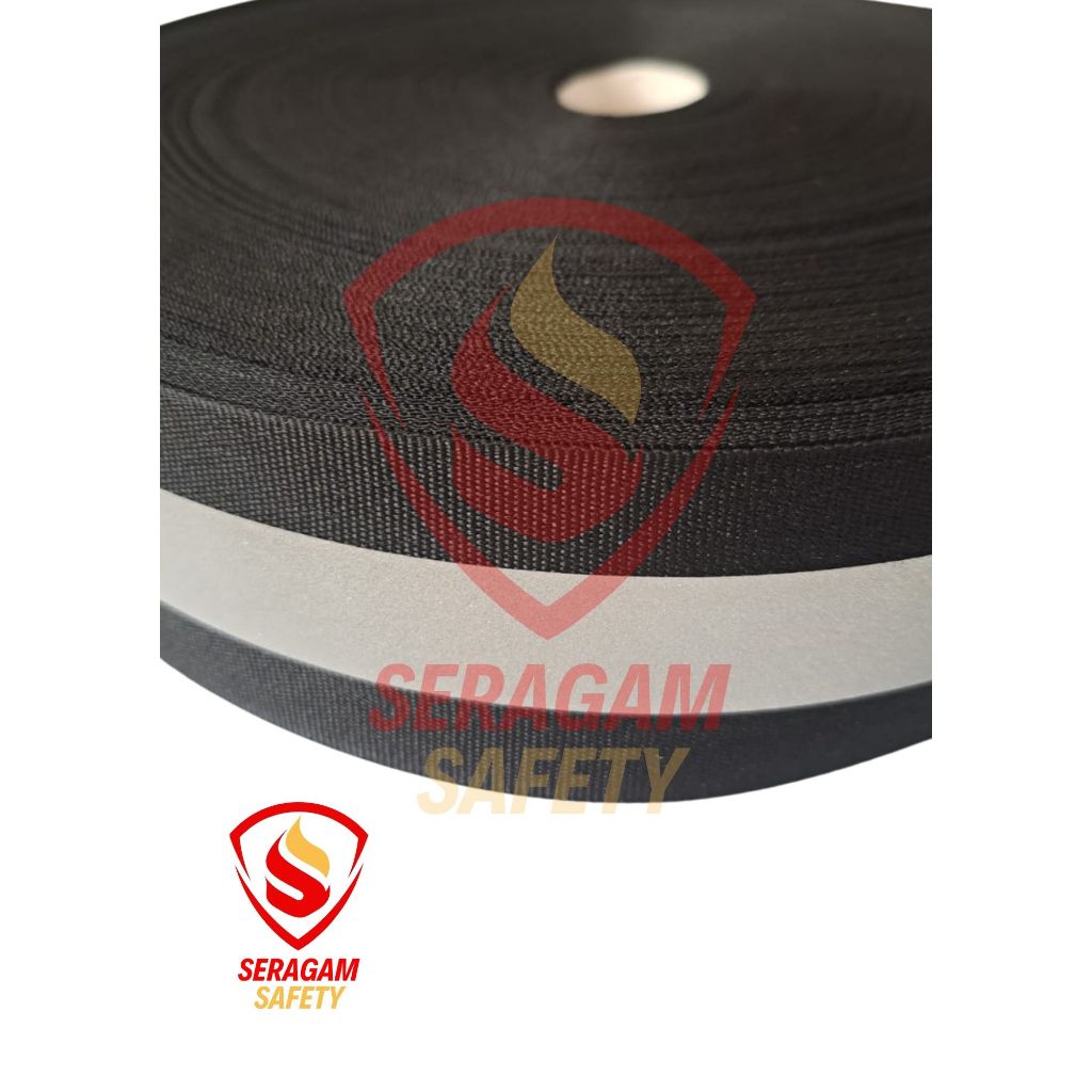 Webbing Pita Skotlet HITAM 1 Strip Ukuran 5 cm per 1 meter /Webbing Scotchlite/Webbing Reflective/We
