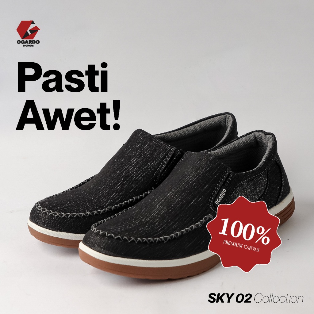 Ogardo Sepatu SKY 02 Slip On Black Nyaman