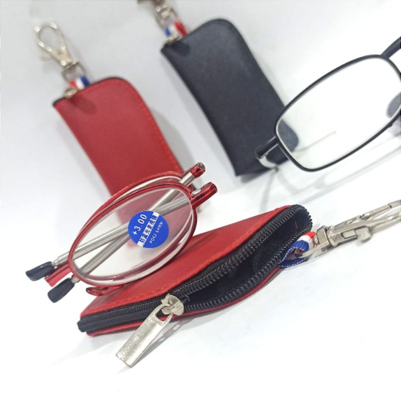 kacamata baca lipat model gantungan dompet mini