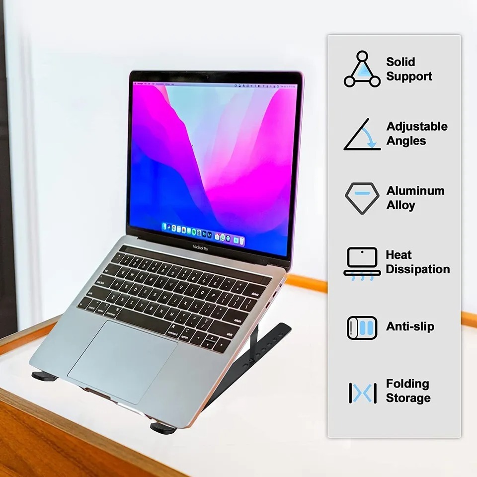 Stand Laptop Aluminium | Tatakan Laptop | Stand Laptop | Holder Tablet Stand Ipad Lipat Portable Uni