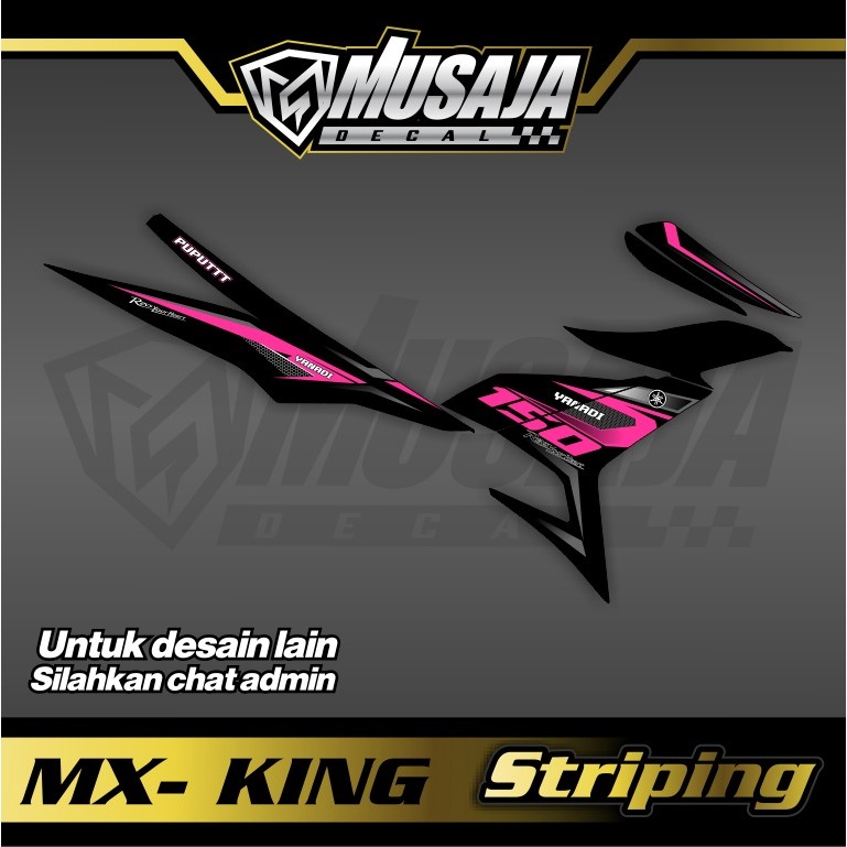 Striping Transparan uv glossy mx king  bebas custom warna pink hitam