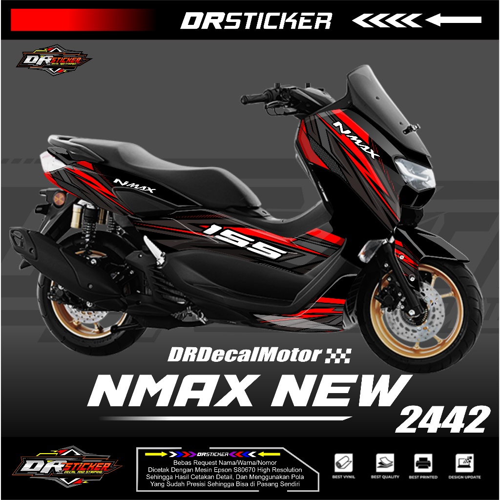 (New Desain) Stiker Decal Full Body Yamaha All New Nmax 2020 2021 2022 - List Merah