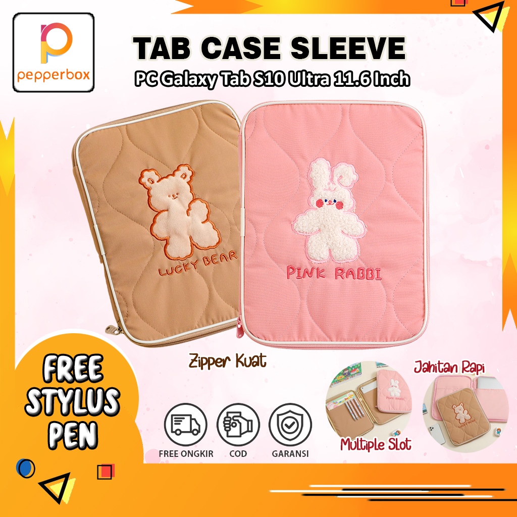 PC / Samsung Galaxy Tab S10 Ultra 14.6 Inch 2024 Sarung Pelindung Tas Bag Sleeve Lucu Cute Bear Pere