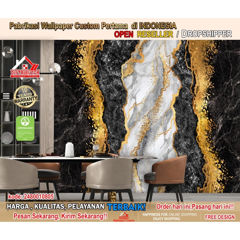 Wallpaper Custom 3D Tema Marmer | Wallpaper Dapur | Wallpaper Dapur Marmer | Wallsticker | Wallpaper