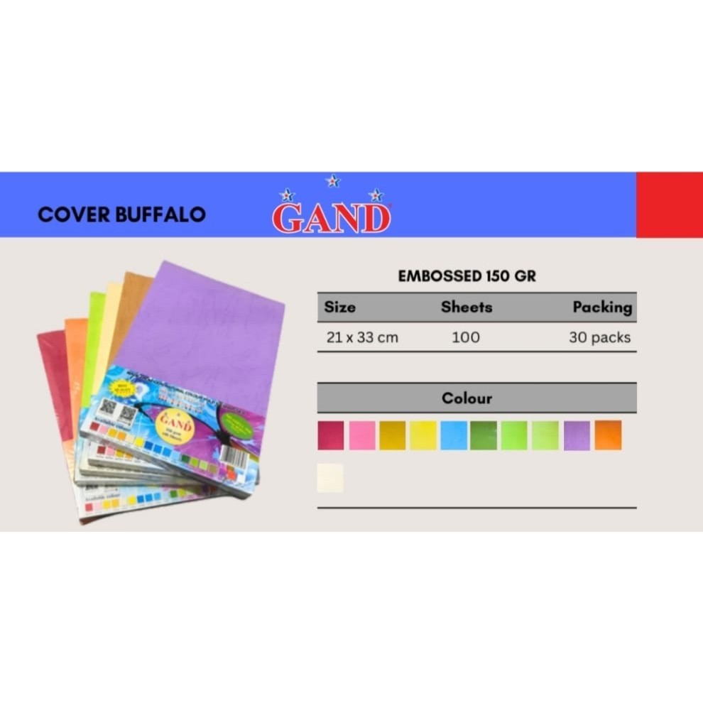 

Kertas Karton Cover Buffalo Folio "GAND / VIKEN" per pak isi 100