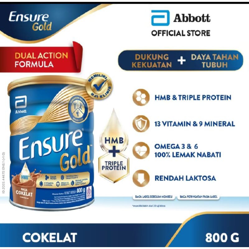 

Susu Ensure Gold Vanilla dan Coklat 850/800 gram Exp 2025