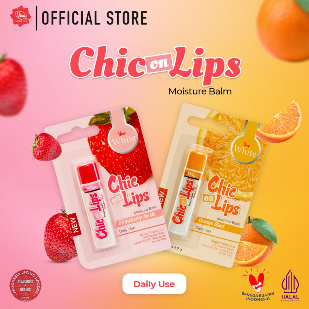 Viva White Moisture Balm Chic On Lips - Tersedia 4 Varian Rasa (with VIT E & UV FILTER -For Daily Us