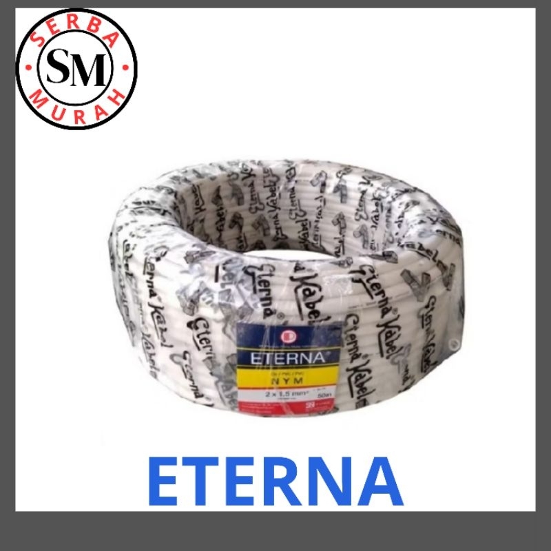 kabel eterna nym 2x1.5 50m kabel 2x1.5 putih tunggal kawat SNI