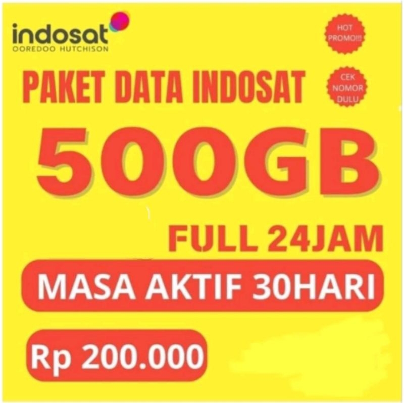 PAKET DATA INDOSAT 500Gb /  kuota 300Gb 28hari
