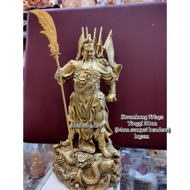 Patung / Kimsin Kwankong / guan Yu / kwan kong 12inci 9naga 5bendera logam