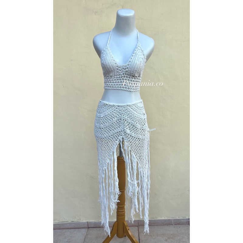 One set Rok Rajut gerimis bikini rajut bali