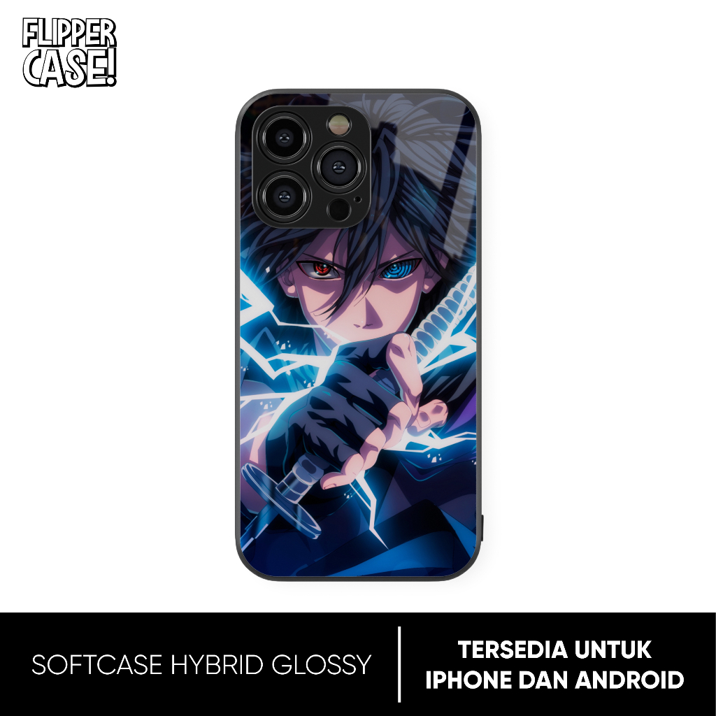 Casing Glossy Handphone Sasuke Uchiha Chidori Sword untuk Android dan iPhone - Flippercase