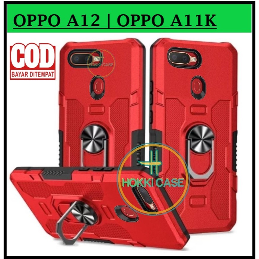 Casing Oppo A11K / Oppo A12 Hard Case Ring Armor Robot Case Kickstand Hybrid/Ring Holder