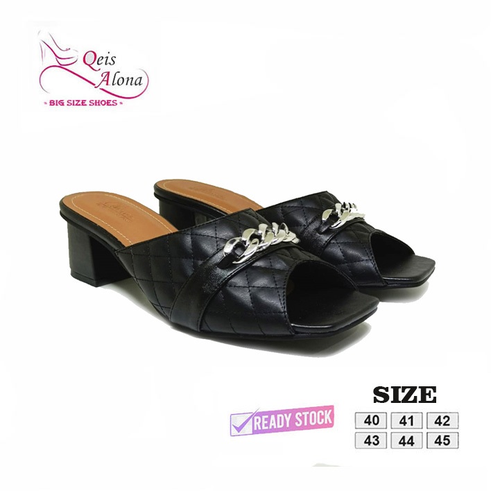 Qeis Alona Donna | Sandal Wanita Big Size | Sandal Heels Wanita Kulit Original Premium Ukuran Jumbo