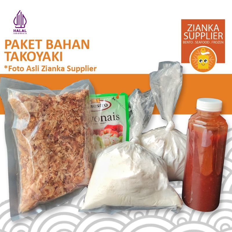 

Paket Takoyaki Hemat 80-90 pcs Tako (Terigu Premium, Saus Tako, katsuobushi, Mayonaise)