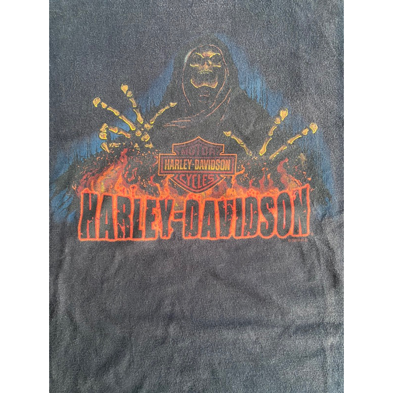 kaos harley davidson flame skull