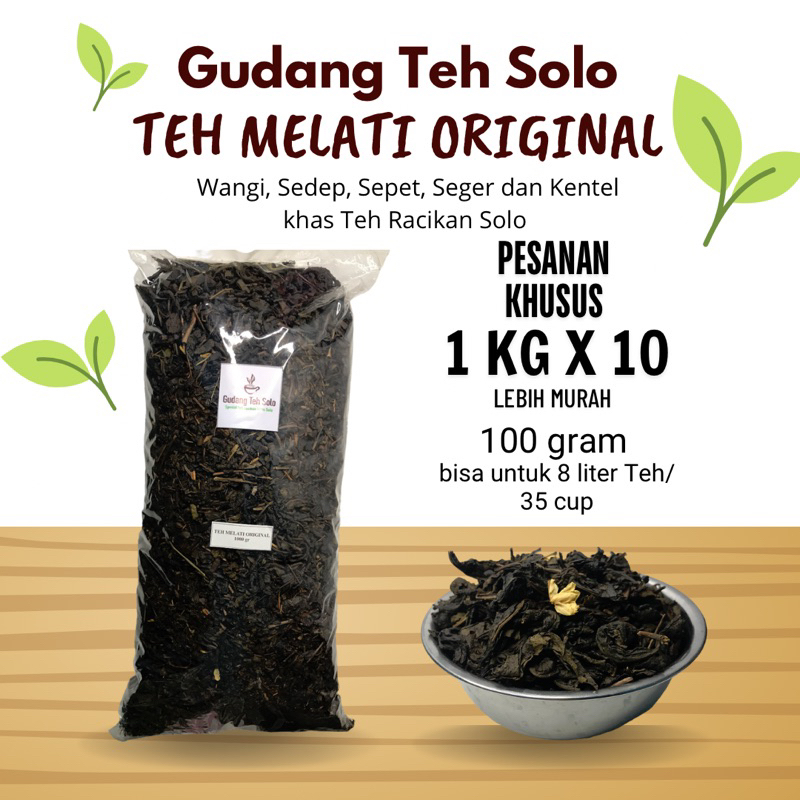 

Pesanan Khusus Teh Melati Original, Teh Racikan khas Solo, Wangi Sepet Sedep Kentel 10 kg