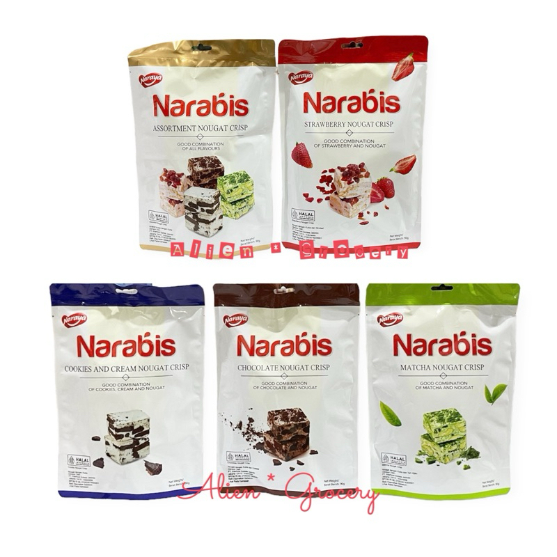 

NARAYA NARABIS NOUGAT Matcha Strawberry Cookies Cream Chocolate Coklat Assortment 90gr