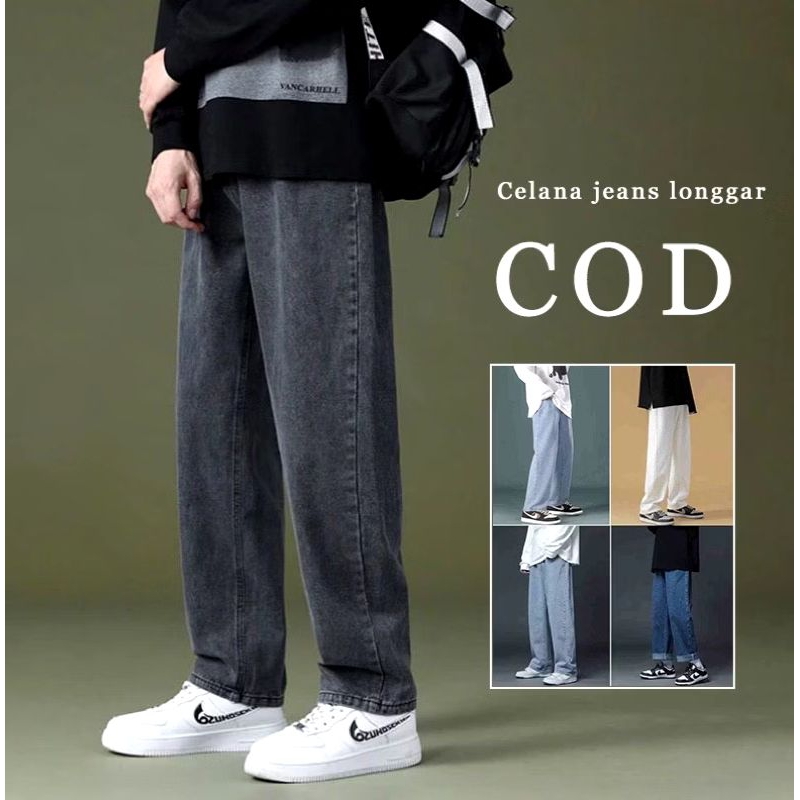 Celana jeans pria celana kulot pria Celana korean style pria baggy pants pria straight jeans celana 