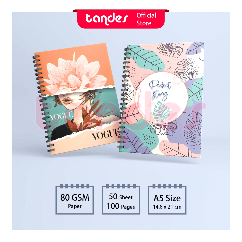 

[Whispers] Tandes Notebook A5 Buku Catatan / Diary A5 Notebook Aesthetic Notebook Spiral isi Garis