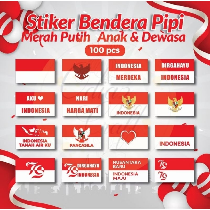 

stiker pipi kemerdekaan 100pcs stiker pipi 17an stiker pipi merah putih