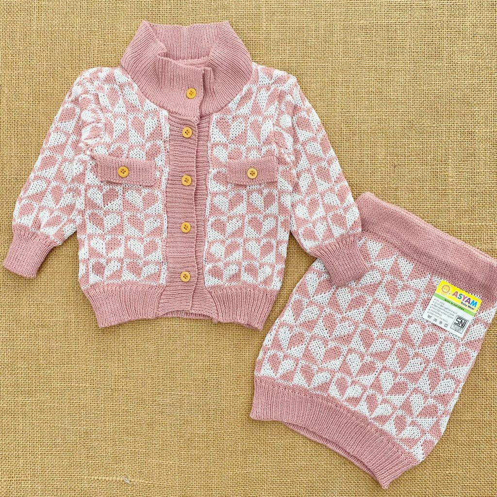 Setelan Rok Bayi Baru Lahir Setelan Rajut Anak Perempuan Setelan Rok Sweater Rajut Anak 3-12 Bulan A