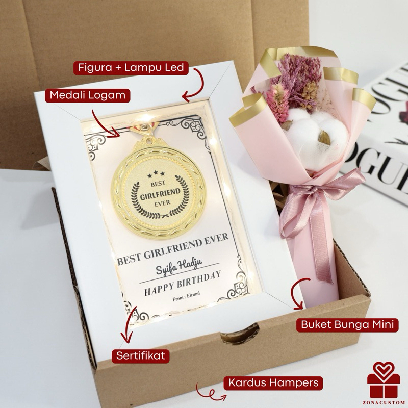 Hampers Medali Logam - Kado Ulang Tahun - Kado Anniversary - Hadiah Ultah - Hampers Cewek - Hampers 