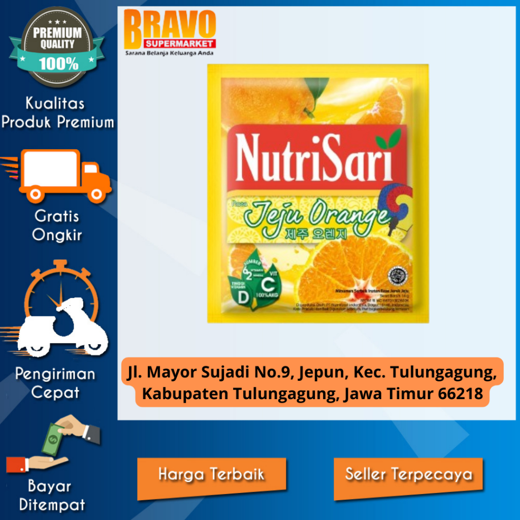 

Bravo Supermarket Tulungagung - NutriSari Jeruk Jeju 10 sachet - Minuman Buah Vitamin C