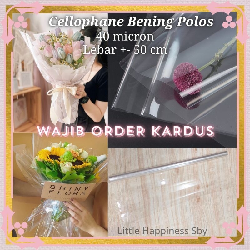 

Murah! (1 meter) Kertas wrapping cellophane bening mika plastik opp transparant buket bunga sampul buku