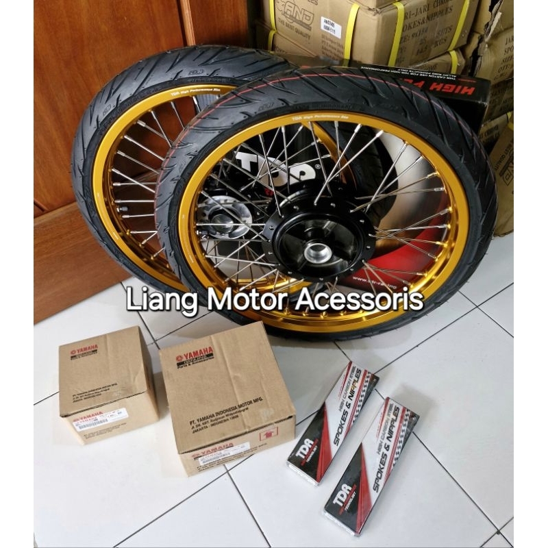 Sepaket Velg TDR Ring 17 Tromol Set Original Yamaha RX King Jari2 TDR Plus Ban Luar + Ban Dalam Dala