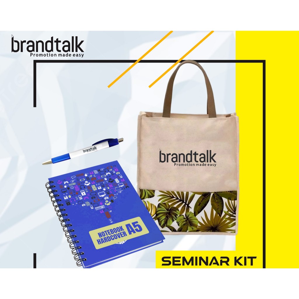 

Tas Totebag Canvas, Pulpen, Notebook Hardcover A5 - Paket Seminar Kit Custom - SS 6