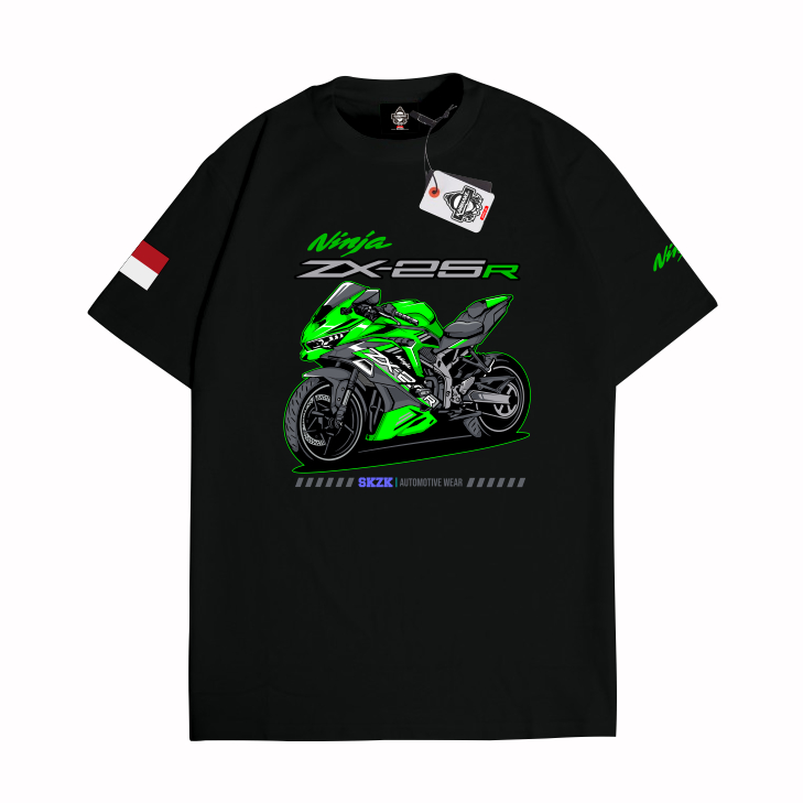 TRIANGLE Kaos Distro T Shirt Unisex Gambar Motor NINJA ZX25-R Kaos Otomotif