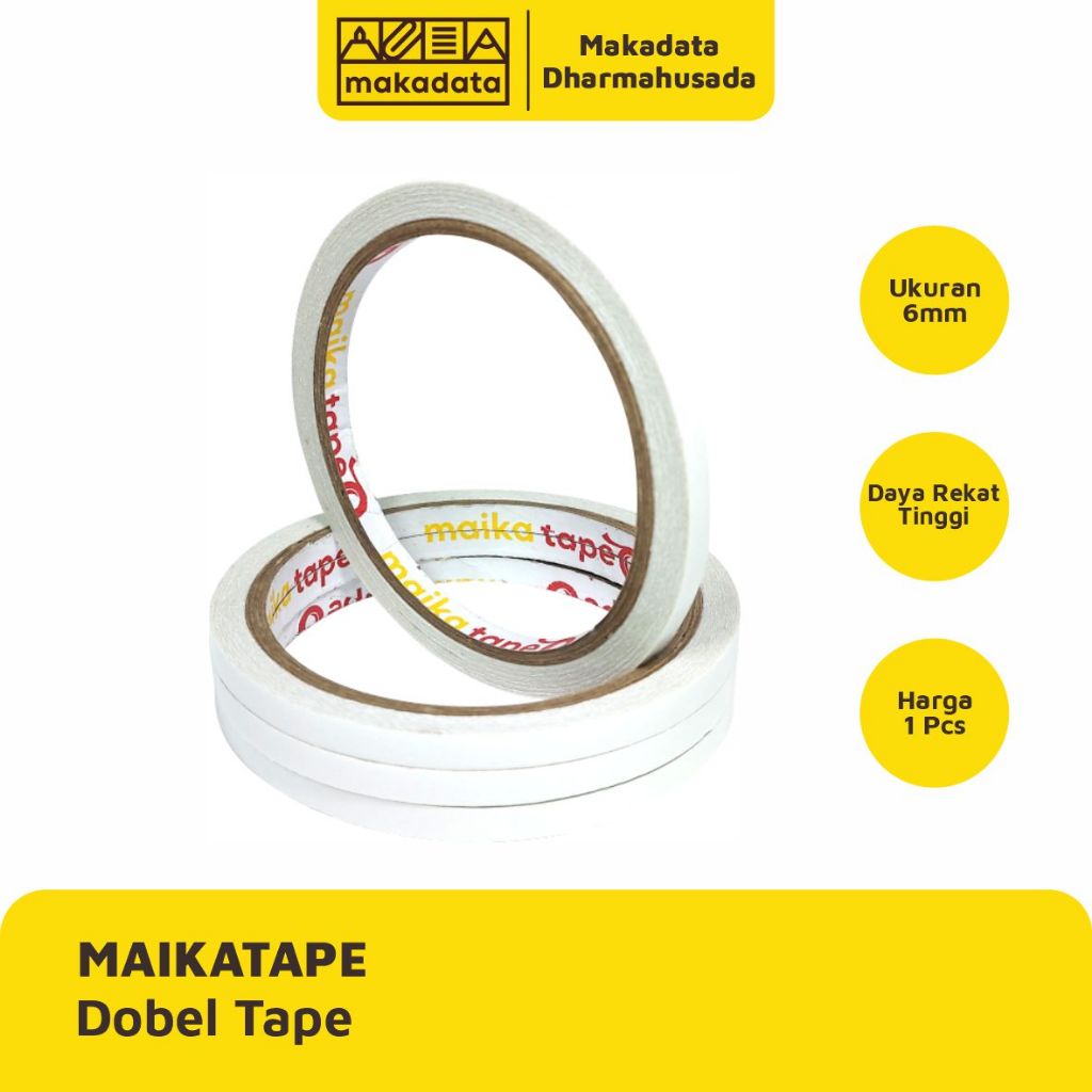 

PEREKAT 2 SISI | ISOLASI DOUBLE TAPE MAIKATAPE 6MM (1 PCS)