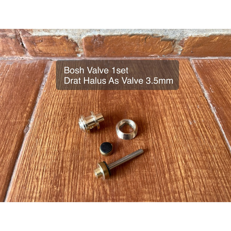 Bos pentil  drat halus 1set as besi 3.5mm bosh valve kuningan drat halus