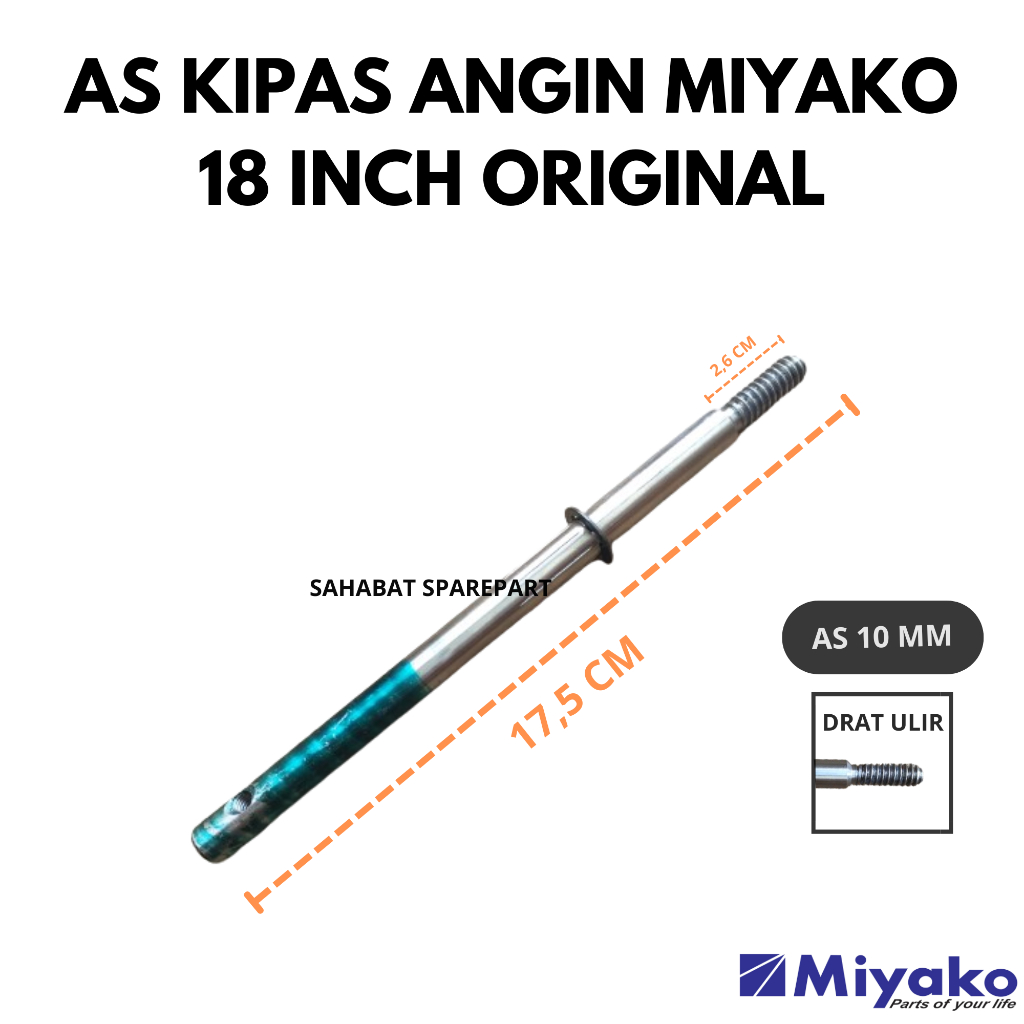 AS KIPAS ANGIN MIYAKO 18 INCH DRAT ULIR 10 MM ORIGINAL