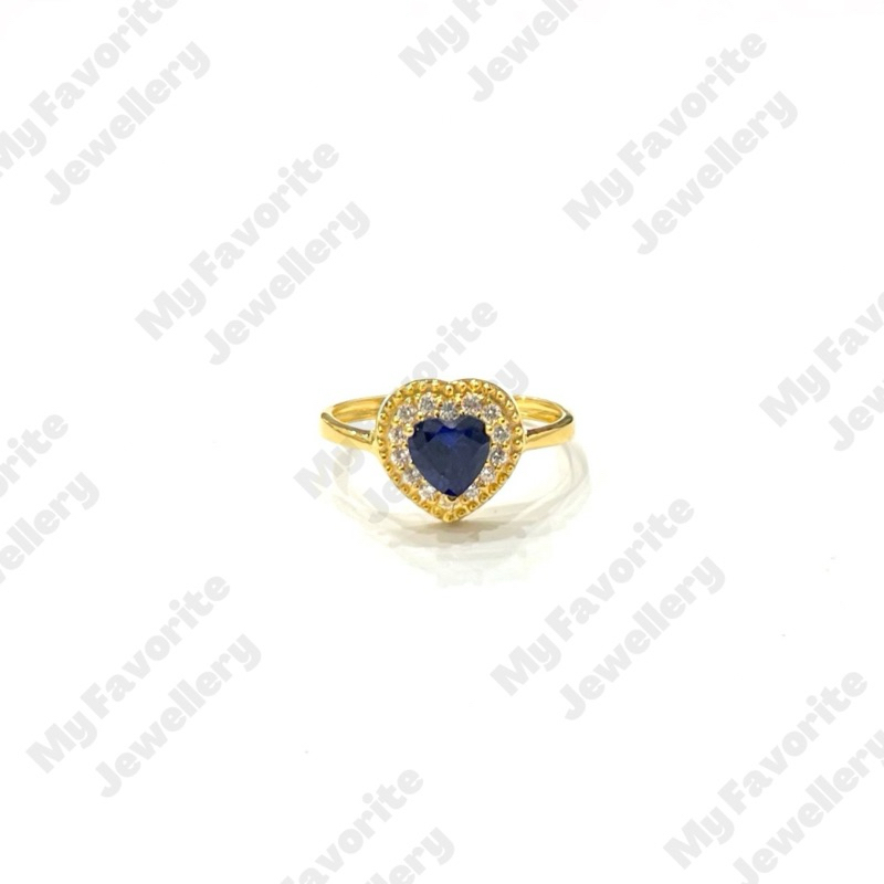 Cincin Love Permata Biru EMAS ASLI Uk10.5 Kadar 700