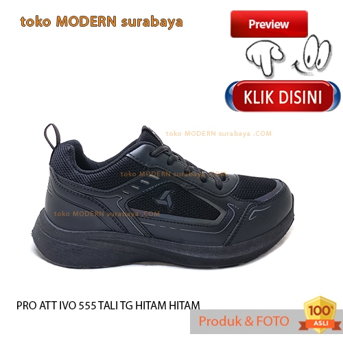 Sepatu sekolah unisex TALI trendy PRO ATT IVO 555 TALI TG HITAM / HITAM