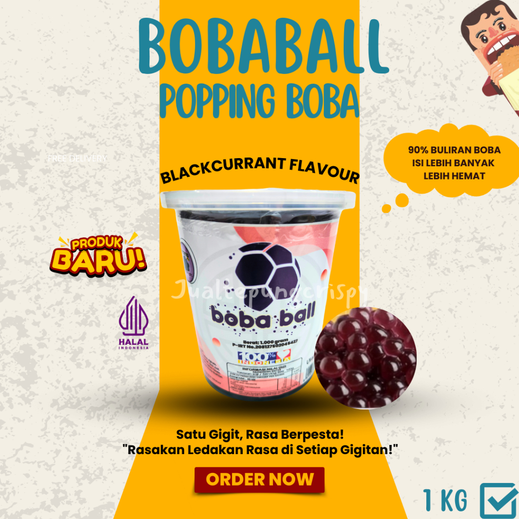 

Bobaball Blackcurrant Popping Boba | Toping Minuman Kekinian | Jelly Mutiara Premium Toples 1 Kg