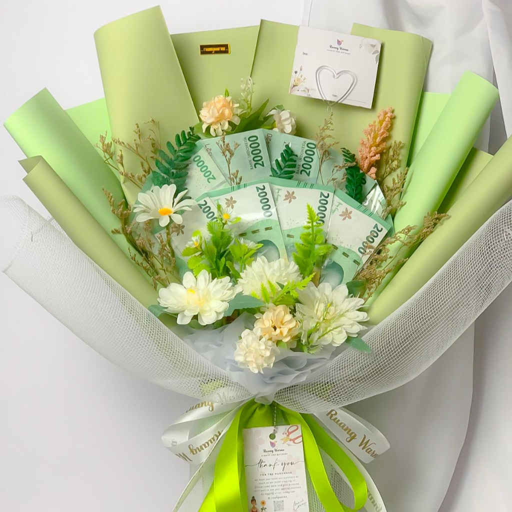 Money Bouquet Green / Buket Uang Elegan / Buket Uang