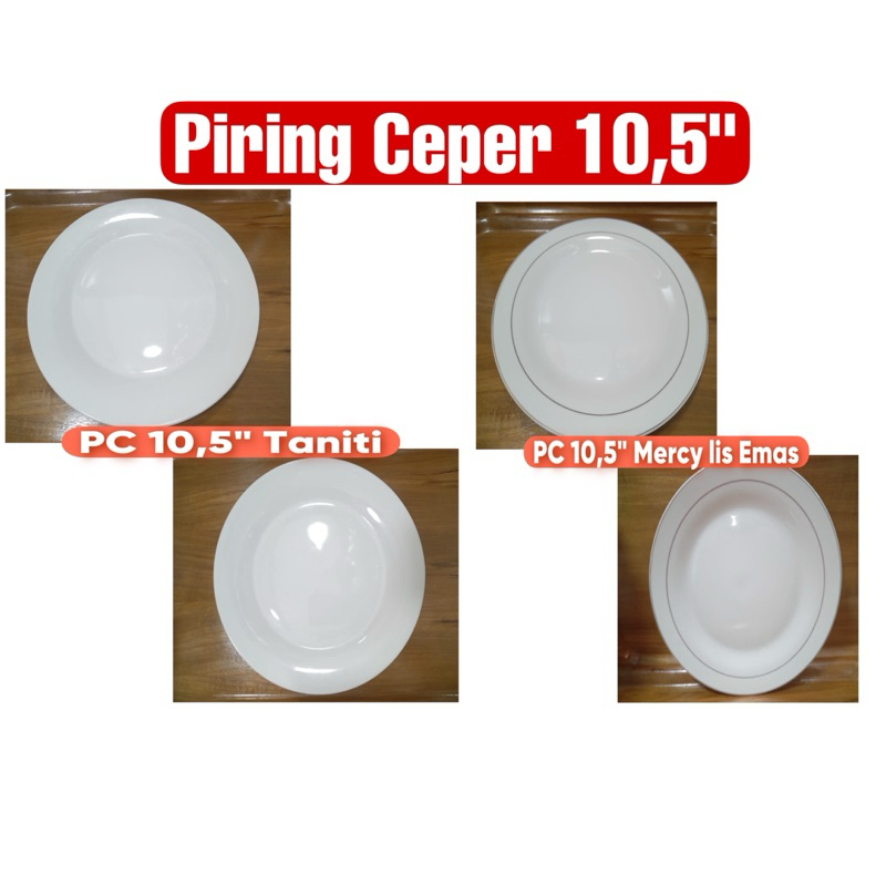 6 Piring makan ceper keramik 10,5” | Piring makan ceper keramik