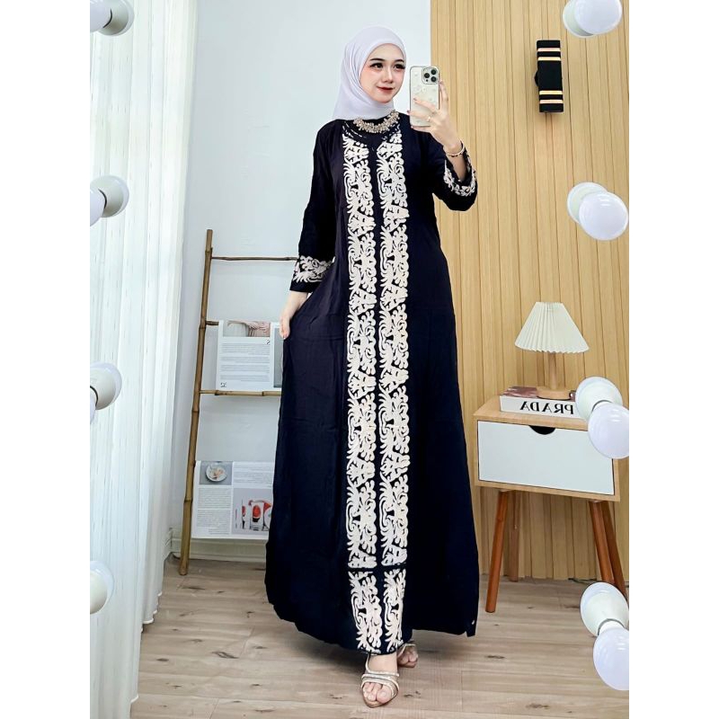 gamis batik pekalongan motif terbaru model gamis batik malaman busui friendly dada sletting depan le